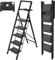 HBTower Trittleiter 5 Stufen Klappbar, Leiter 5 Stufen,stufenleiter,Leiter mit breitem Anti-Rutsch-Pedal, Tritthocker, Tritthocker mit 150kg Kapazität,Schwarz
