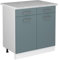 Vicco Küchenunterschrank R-Line, Schubladenschrank für die Küche, Blau-Grau/Weiß, 80 cm, AP Marmor