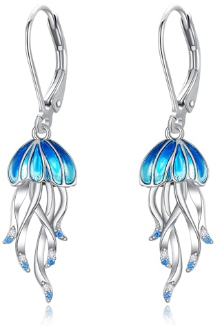 VONALA Quallen Ohrringe für Damen 925 Sterling Silber Quallen Ohrringe Dangle Drop Quallen Schmuck Geschenke für Mädchen Ozean Ohrringe