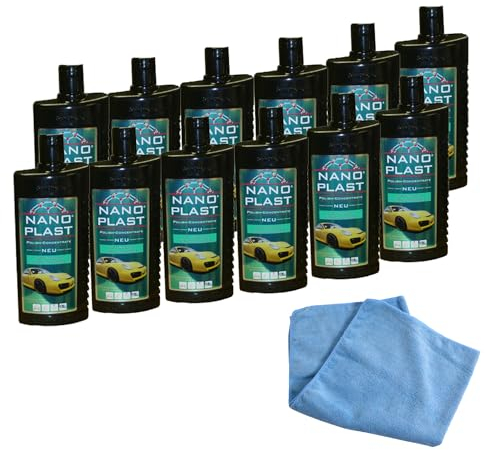 Nano-Plast Autopolitur inkl. Mikrofaser Poliertuch Langzeitschutz Hochglanzversiegelung für die Lackpflege - 500 ml (12-tlg.)
