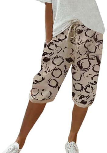 LUNULE Sommerhose Damen LeichtKurze Hosen Sommer Bermudas Einfarbig Knielang Kurze Leicht Und Luftig Leinenhose Hose Kurz
