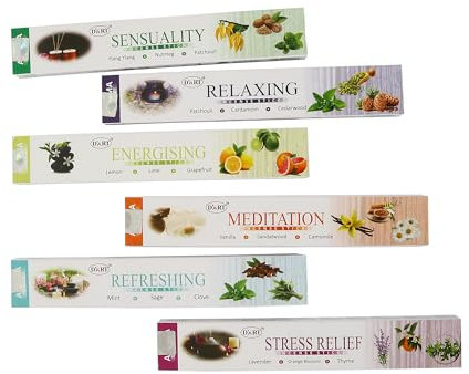 Premium Aroma Incense Sticks, 120 Sticks (6 Packs x 20), Relaxing, Stress Relief, Meditation, Refreshing, Sensuality, Energising By Rushant