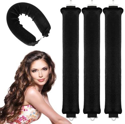 Andibro 3 Pack Hitzefreier Lockenwickler,über Nacht hitzefreie Locken Blowout Stäbe Stirnband DIY Wellen Lockenwickler Stäbe mit Haken Locken zum Schlafen Styling Tool für die meisten Haartypen