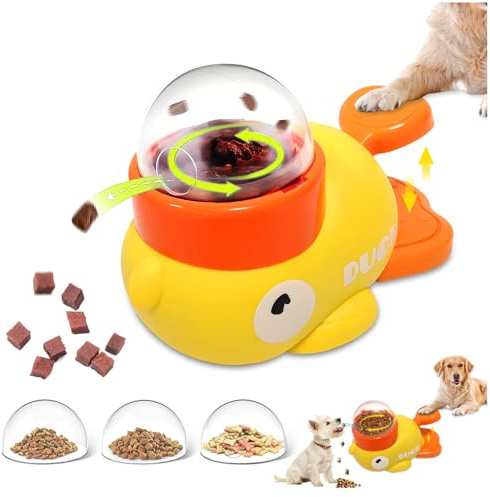 Entenform Interaktive Futterspender,Hund Slow Feeder Spielzeug,2 in 1 Slow Feeder Hund Intelligenzspielzeug,Duck Dog Treat Food Dispenser,Interaktives Hundespielzeug für Hunde Katzen
