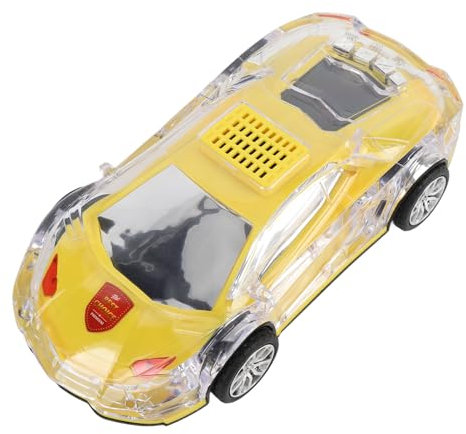 Annadue Bluetooth Retro Car Replica Enceinte, Modèle Bluetooth de 8,7 Pouces Bluetooth avec des Lumières LED, Haut-Parleur USB Rechargeable Subwoofer Sports en Forme de Voiture, Jaune