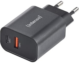Intenso Power Adapter W30AC, 30W, USB-A und USB-C Anschluss, für iPhone, iPad, Tablet, Samsung Galaxy und mehr, schwarz