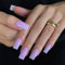 SXVME Lilac Press on Nails Long Square, Pastel Purple False Nails Medium Coffin, Glossy Gel Fake Nails Press on, Square Solid Soft Gel Stick on Nail for Women, 24 Pcs