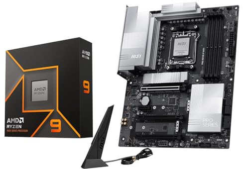 MICRO CENTER Procesador de CPU AMD Ryzen 9 9900X con placa base WiFi MSI PRO X870E-P (ATX, AM5, DDR5, PCIe 5.0 x16, M.2 Gen5, Wi-Fi 7)