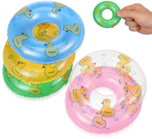 Gadpiparty 5pcs Mini Inflatable Swim Rings, 8.5cm Miniature Pool Toy Floaties for Dollhouse Accessories, Small Floating Rings for Bath Ducks, Summer Party Table Decors and Photography Props