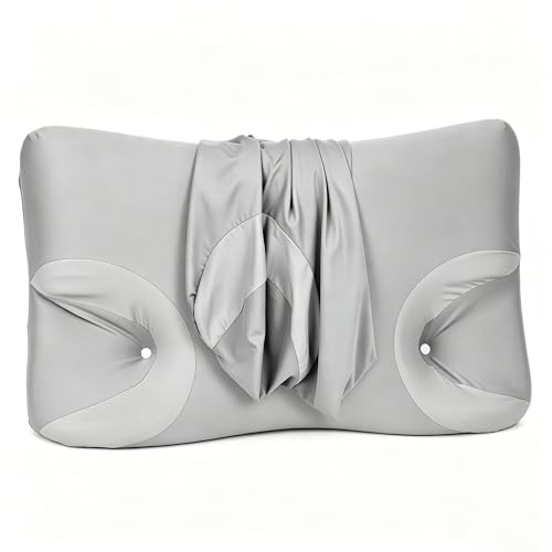 Dercov Ersatzkissenbezug für CPAP Kissen, Kissenbezug Kompatibel Cpap Kissen 60cm*38cm*11cm, Grau, Atmungsaktiv und Hautfreundlich, Waschbar, Für Komfort und Hygiene