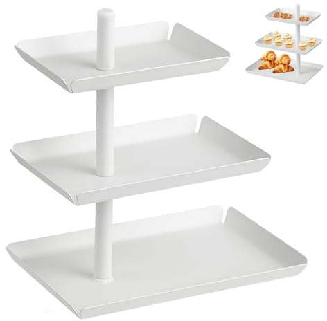 LCSHENGMIN Etagere 3 Etagen Obst, Verstellbarem Winkel Weiß Drehbares Etagere, Unterhaltung Party Tortenständer, Obstkorb Etageres mit 3 Etagen, für Desserts, Kekse und Früchte