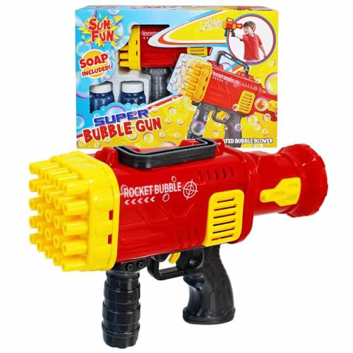 Seifenblasen Bazooka – Super Bubble Gun – ca. 21 cm – Bubble Gun mit 2X 50 ml Seife – Seifenblasen Pistole für Kinder und Outdoor