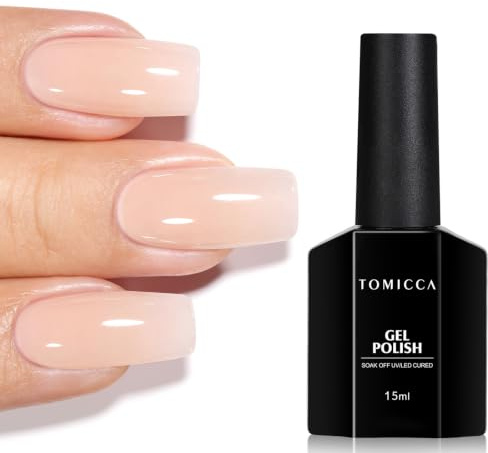 TOMICCA Gel Nail Polish 15ml, HEMA-Free | UV/LED Soak-Off | Long Lasting & Easy to Apply Chip Resistant Gel Polish, Jelly Nude Effect for Nail Art, Salon & Home Use