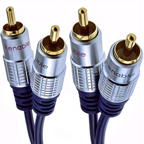 kenable Pure OFC HQ - Cable de audio estéreo (2 conectores RCA a clavijas, 1 m), color dorado