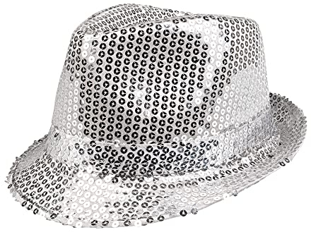 Boland - Pailletten Hut, Unisex, Disco Outfit, Accessoire, Karneval, Kostüm, Themenparty, Mottoparty