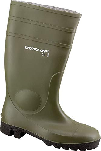 Dunlop Protomaster Full Safety Gummistiefel,Arbeitsstiefel,Regenstiefel,Gartenstiefel, Oliv, 43 EU
