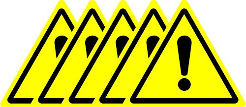 ISO Safety Sign - International Hazard Warning Symbol - Self Adhesive Sticker 50mm x 50mm (Pack of 5 Stickers)