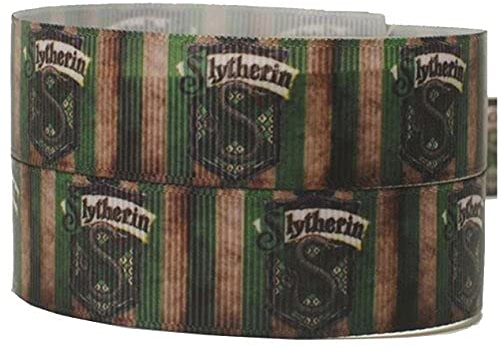 Dekoband mit Slytherinschlange, 2 m x 22 mm breit, für personalisierte Geburtstagstorte, Dekoration, Ideen, für Geschenkpapier, Schleifen, Topper oder Geschenkverpackungen, Taschen,