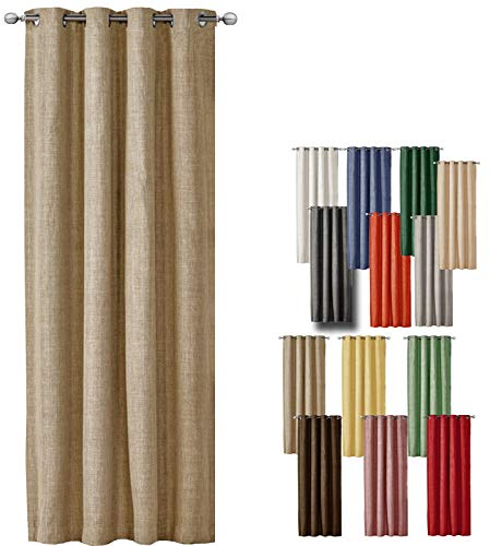 JEMIDI Vorhang Blickdicht 140x245cm - Gardine mit Ösen Anbringung - Ösenschal Dekoschal Leinen Optik - 100% Polyester für Wohnzimmer Schlafzimmer