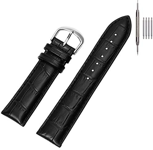 Krokodil-Design Leder Uhrenarmband für Herren Damen, 12-24mm | Wasserfestes Futter, vierlagiger Aufbau, feine Nähte, Werkzeug & Federstege inklusive, Business & Alltag