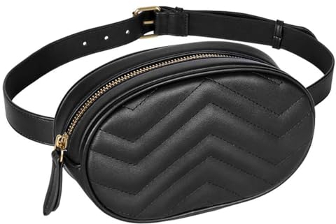 Geestock Bauchtasche Damen Stylisch Gürteltasche PU Leder, Fanny Pack Brusttasche Schwarz wasserdichte Hüfttaschen für Frauen Verstellbare Träger Brustbeutel, zum Wandern Das Einkaufen Gruppe Reisen