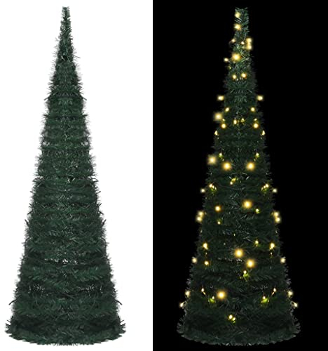 vidaXL Künstlicher Pop Up Weihnachtsbaum mit LED Tannenbaum Christbaum Dekobaum Kunstbaum Weihnachten Dekoration Weihnachtsdeko Grün 180cm