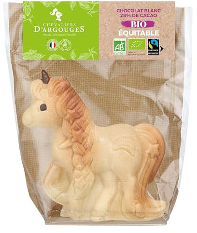 Chevaliers d'Argouges - Licorne chocolat blanc Bio/Équitable - Chocolat de Pâques - 90g