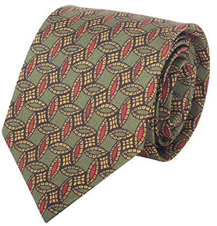 WANYING Herren Vintage Retro 9cm 3.54 Breite Krawatte Schlips Wide Necktie Stilvoll Mode Bunte Krawatte - Gedruckt Geometrisch Pattern Braungrün