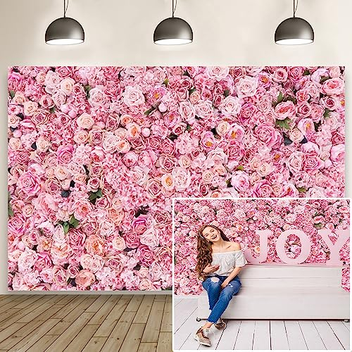 Aoihrraan 3x2m Hochzeit Blume Wand Hintergrund Rosa Rose Blumen Romantisch Blüten Valentinstag Fotografie Hintergrund Braut Dusche Muttertag Mädchen Frauen Geburtstag Porträt Foto Requisiten