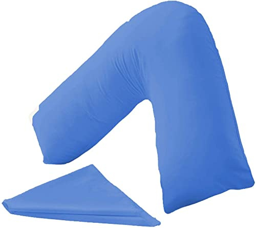 Night Zone V Shaped Polycotton Pillow Case Cover Nursing Pregnancy Maternity Orthopaedic Support PillowCase (Mid Blue)