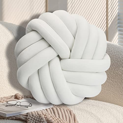 GYCS Knot Cushion, Soft Plush Cushion, Knotted Cushion, Decorative Cushion for Sofa, Bed, Decorative, Knot Cushion, Throw Cushion for Home Decoration, Bedroom, Couch,Weiß,30cm
