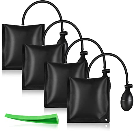 Montagekissen Luftkissen, 4 Stück Hebekissen und 1 Stemmeisen, Air Wedge Pump, Belastung Bis 200 Kg, Luftkissenheber Fenstermontage, für die Türfensterinstallation und Autoreparatur Montagehilfe