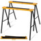 COSTWAY Folding Saw Horse Twin Pack, 275kg Capacity Heavy Duty Work Bench with Anti-Slip Work Top, Convenient Handle & Footpads, Fully Assembled Metal Trestle Stands Sawhorse for Sawing Work