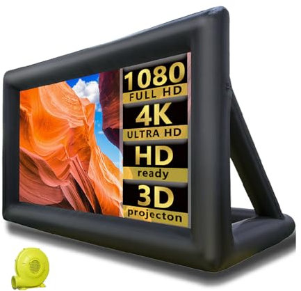 20ft Outdoor Inflatable Movie Screen, Blow Up Projector Screen with Air Blower, Tie-Downs, Repair Kit & Storage Bags, Support Front & Rear Projection Best for Movie Nights Backyards Pool Party