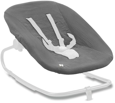 hauck Schonbezug für Babywippe Highchair Bouncer (Eco) (nicht mit anderen Modellen kompatibel), Baumwolle, mit Gummizug und Gurtschlitze für 5-Punkt-Gurt, Waschbar bei 60° (Dark Grey)