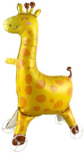 Giraffe Folienballon XXL, Walking Giraffe Ballon mit Rädern, 3D Tiere Luftballon Stehend, für Kinder Geburtstag Party Waldtiere Deko, Geschenk Mitgebsel Mädchen Junge, 1 Stück