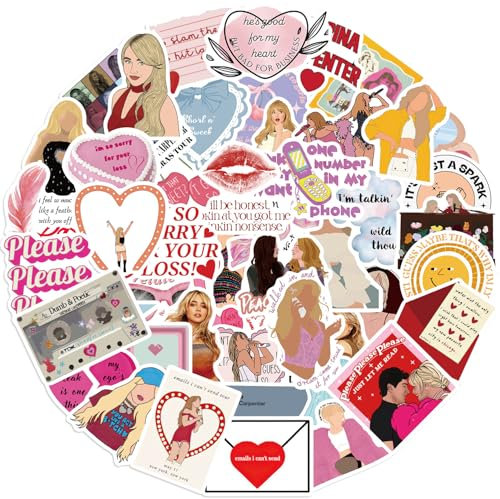 Sabrina Capenter Stickers 50 Pcs, Pop Singer Music Stickers for Water Bottles, Book, Skateboard, Laptop, Guitar, Suitcase,Scrapbook Singer Sticker for Teens Adults Girls
