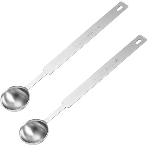 JJUNW 2Pcs Stainless Steel Tea Spoon Measuring Spoon, Silver Long Handle Metal Tablespoon Coffee Scoop Kitchen Gadgets for Cooking Baking(5ml)