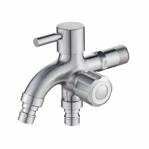 Ablaufschlauch FüR Waschmaschinen 1Pc Edelstahl Waschmaschine Wasserhahn 1in 2 Out Multifunktionale Wasserhahn Doppel Outdoor Garten Wasserhahn FüR SchläUche Von Waschmaschinen, GeschirrspüLern(A)
