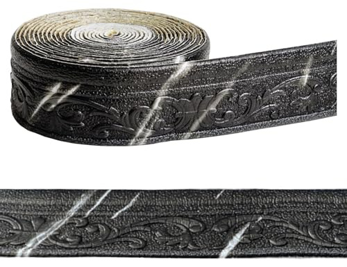 Black Marble Embossed 3D Peel and Stick Wall Molding Border 8cm x 10m
