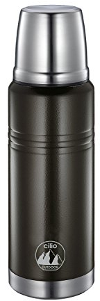 Cilio 545500 Isolierflasche, Edelstahl, schwarz, 7 x 7 x 26 cm