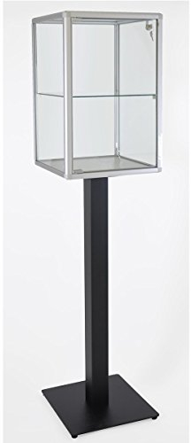 Schmuckvitrine 41,5x41,5x171,5 cm – Juwelier-Vitrine mit LED-Beleuchtung, abschließbar, mit Schloss – Sicherheitsglas, Alurahmen – Ideal für Schmuck, Uhren, Ausstellungen