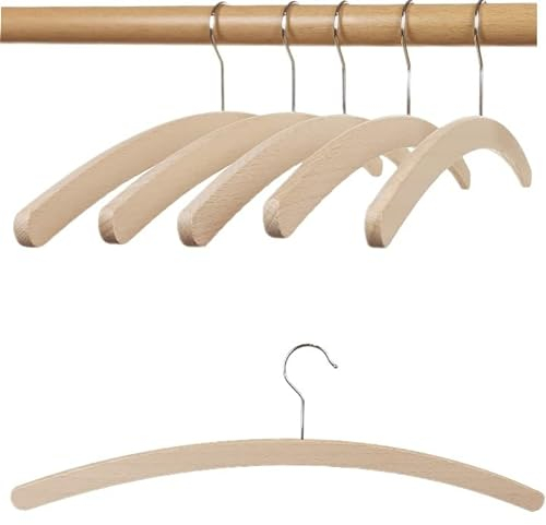 HAGSPIEL Kleiderbügel aus Buchenholz, Einfachbügel roh, 42 cm lang, sehr platzsparend, mit verzinktem Schraubhaken Made in Austria (EU) (30, Standard roh)