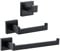 TURS 3-teiliges Badezimmer-Zubehör-Set SUS 304 Edelstahl Toilettenpapierhalter Handtuch Gestell Robe Haken Handtuchhalter Roll-Papier-Halter Wall Mount, Schwarz, Q7010BK