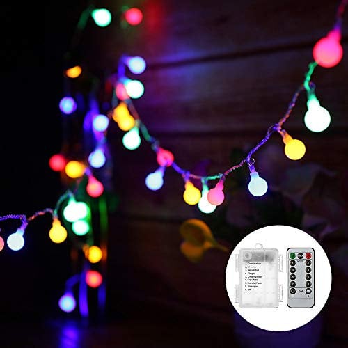 Tomshine Globe String Lights Battery Powered 0.6W 10M 80LEDs Outdoor Fairy Lights Multi-Color 8 Modes Waterproof with Remote Control for Party Living Room Bedroom Patio Garden