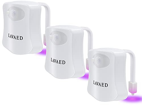 Lavaed WC-Nachtlicht mit Bewegungssensor und 8 wechselnden Farben, für WC-Schüssel, Sitzlampe für Badezimmer (3er-Pack)