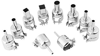 ASHATA 10pcs/Set Heat Gun Nozzles, Universal Heat Gun Nozzle,Heat Gun Nozzles Kits For Hot Air Soldering Station Repair Tools