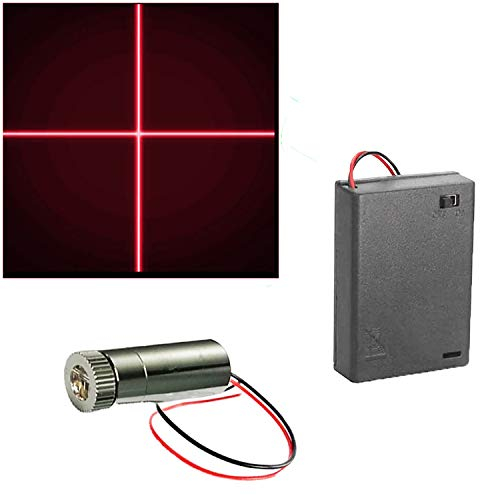 CTRICALVER 1 Stück 650nm 3-5V Rote Laser Kreuz Modul Diode w/Fahrer Kunststoff Objektiv+ 1pcs AA Batteriehalter