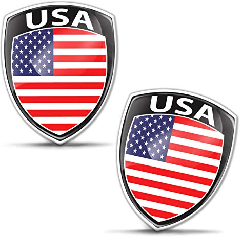 Biomar Labs® 2 x Aufkleber 3D Gel Silikon Abzeichen Stickers Auto Motorrad Fahrrad Fenster Tür PC Handy Tablet Laptop Vereinigte Staaten Amerika America United States USA Flagge Fahne Flag F 157