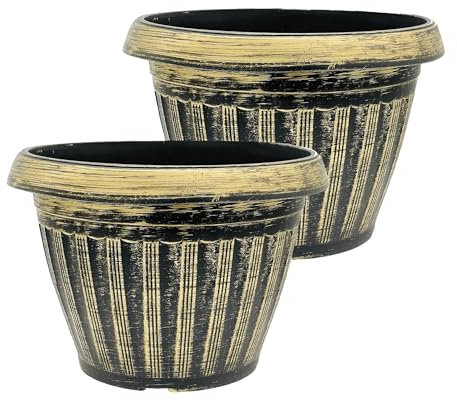 SG Traders Plant Pots Outdoor Garden Planters - Stylish Flower Pots to Durable Outdoor - Large Planters for Gardening Spaces with Our Stunning Décor (Gold 36cm)